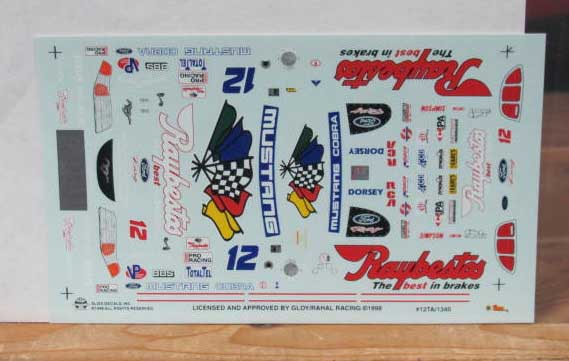 Slixx #1340 #12 Raybestos Mustang Dorsey Schroeder Trans Am