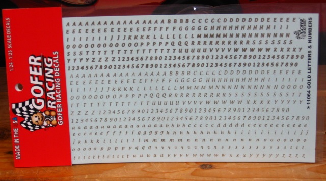 Gofer Decals #11064 Gold Letters & Numbers