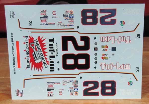 #28 Tuf-Lon Bobby Allison Monte Carlo Riverside 1981 Powerslide