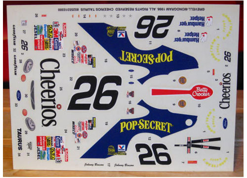 #26 Cheerios Johnny Benson 1998 Revell