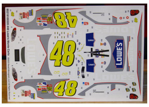 #48 Lowe's Jimmie Johnson 2003 Monte Carlo Revell Decals